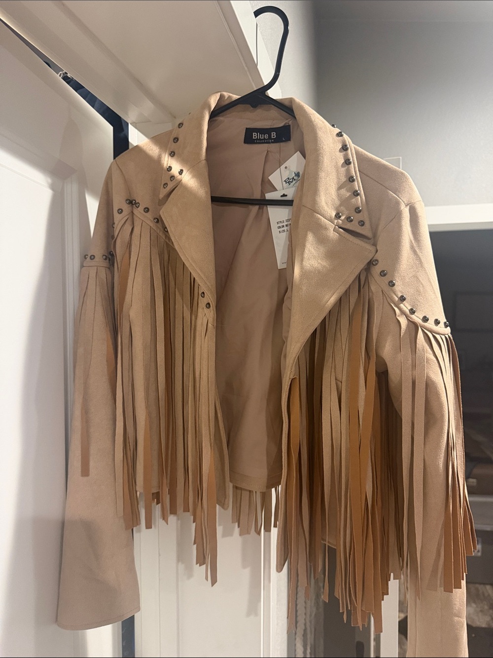 Blue B Women's Tan Fringe Suede-Style Jacket